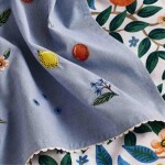 Rifle Paper Co. Bavlněná utěrka Fruit Stand Embroidered, modrá barva, textil