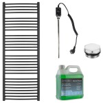 CERANO Koupelnový elektrický radiátorový set Stefano - 600W - černá matná - 1210x650 mm
