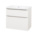 Mereo Mailo, koupelnová skříňka s umyvadlem z litého mramoru 81 cm, bílá, elox AL madlo CN511MA