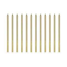 PartyDeco Svíčky zlaté 14 cm 12 ks