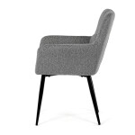 Židle jídelní, světle šedá látka, černý kov