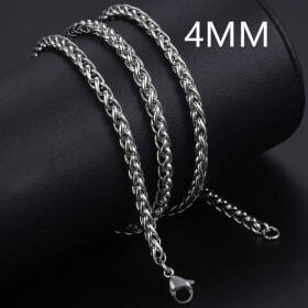 Pánský ocelový náhrdelník Thomas, 4 mm wheat řetízek, chirurgická ocel, Stříbrná 70 cm