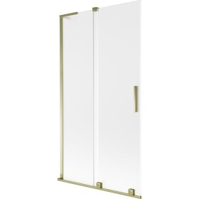 MEXEN/S - Velar L dvoukřídlá posuvná vanová zástěna 100 x 150, dekor, zlatá 896-100-003-31-50