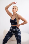 Dámské fitness set top + push up legíny - tmavě modrá Velikost: S / M