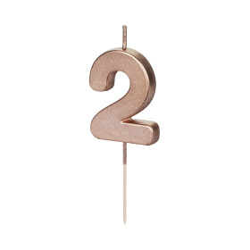 Svíčka dortová rose gold číslo 2 - Albi