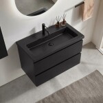 CERANO - Koupelnová skříňka Carole - černá matná + umyvadlo z lit. mramoru Ovo - černá matná - 80,5x53x46,5 CER-979926