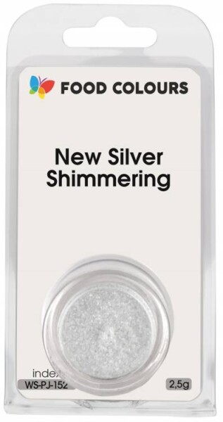 Jedlá prachová perleťová barva Food Colours New Silver Shimmering (2,5 g) Stříbrná