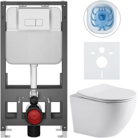 CERANO - Kompletní WC set Basic/Cesso - bílá lesklá - WC tlačítko Modulo/Bílá - volně stojící - předstěnová instalace - 49x36 CER-8050BD85957