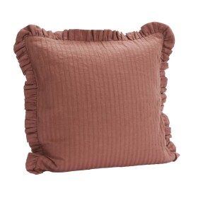 MADAM STOLTZ Povlak na polštář Ruffled Maroon 50 × 50 cm, červená barva, hnědá barva, textil