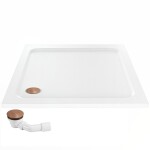 REA/S - Sprchová akrylová vanička Belmond White 90x90 Krytka kartáčovaná měď KPL-04371