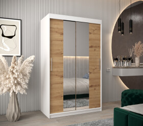 Šatní skříň Abi T1 Barva korpusu: Bílá, Rozměry: 120 cm, Dveře: Dub artisan