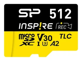 Silicon Power Inspire 512GB / Paměťová karta microSDXC / UHS-I U3 / V30 / A2 / čtení 170 MB/s (SP512GBSTXLA2V1NSP)