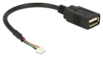 DeLock USB 2.0 Pinheader 4-pin - USB-A / Kabel / interní / 0,15 m / pozlacené kontakty (84834)