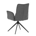 Židle jídelní, šedá látka, 360° vratný mechanismus, černý kov