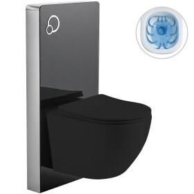CERANO Kompletní WC set Modul/Cesso - černá matná - integrované WC tlačítko - pneumatický modul - 49x36 cm - 979856