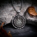 Pánský náhrdelník VALKNUT a JORMUNGANDR - oboustranný přívěsek, Stříbrná 60 cm