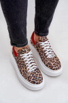 Kožené sneakerky na platformě s leopardím vzorem Zazoo 3346 hnědo-červené 40