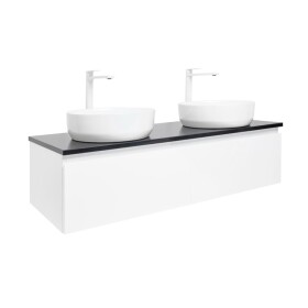 Koupelnová skříňka s kamennou krycí deskou SAT B-Way 119x30x45 cm bílá lesk BWAY120WU2B2B BWAY120WU2B2B