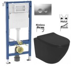 GEBERIT DuofixBasic s matným tlačítkem DELTA21 + WC REA CARLO MINI RIMLESS ČIERNY MAT + SEDADLO 458.103.00.2 21MA MM1