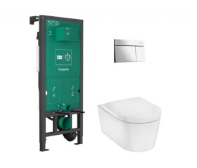 HANSGROHE - EluPura S Set předstěnové instalace, klozetu EluPura S a sedátka SoftClose, tlačítko iFrame Element E, chrom 60303000