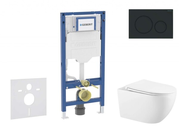 GEBERIT - Duofix Set předstěnové instalace, klozetu Gaia a sedátka softclose, tlačítko Sigma20, matná černá/černá SANI11CA5135B