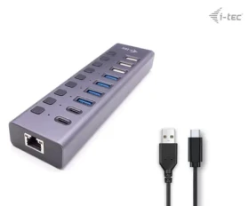 I-tec Charging Hub 9 Port LAN / USB hub / RJ-45 / USB-C / napájecí adaptér 60W (CACHARGEHUB9LANUK)