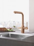 GROHE - Essence Dřezová baterie s výsuvnou sprškou, kartáčovaný Warm Sunset 30270DL0