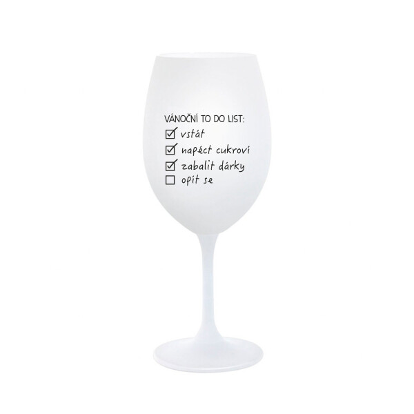 VÁNOČNÍ TODO LIST - bílá sklenice na víno 350 ml
