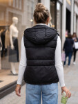 Dámská prošívaná vesta s kapucí, černá, FashionStreet TY5973 XXL