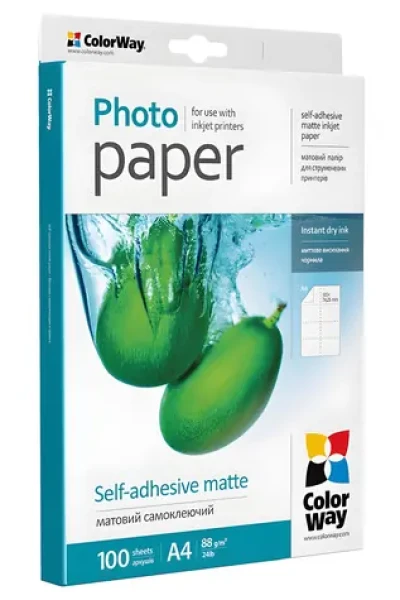COLORWAY Samolepicí papír štítků / Matný / A4 / 88g/m2 / 8 štítků 105×74,25 mm / 100 archů (PMS888100A4)