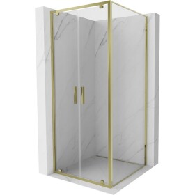 MEXEN/S - Exo sprchový kout dveře křídlové 80 x 80, transparent, zlato 8182-080-080-50-00