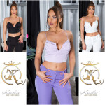 Sexy top Koucla Musthave Crop Top s volánkem lilac Einheitsgroesse