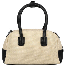 Módní dámská koženková kabelka do ruky Leora, krémová-černá