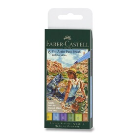 Popisovač Faber-Castell Pitt Artist Pen Brush 6 ks, hrot B, letní odstíny