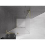 MEXEN/S - Velar L sprchový kout, posuvné dveře 90 x 90, dekor, zlato 871-090-090-33-50