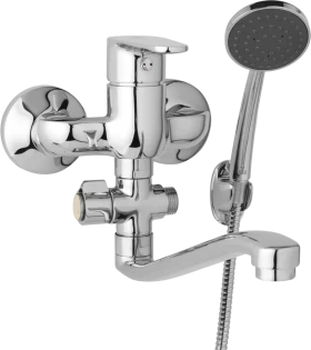 JB Sanitary Nástěnná umyvadlová a sprchová baterie TIRA, rozteč 100 mm, otočný přepínač, s příslušenstvím, S ramínko 300 mm D10 32 41