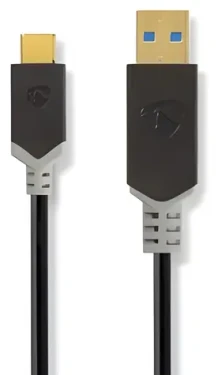 Nedis USB-A - USB-C antracit / Kabel / USB 3.2 Gen 1 / 60 W / 5 Gbps / 1 m / pozlacené konektory (CCBW61600AT10)