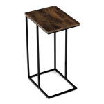 Odkládací stůl, MDF deska, dekor staré dřevo, černý kov