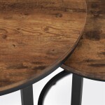 Set 2 ks stolků, MDF deska, dekor staré dřevo, kovová podnož, černý lak