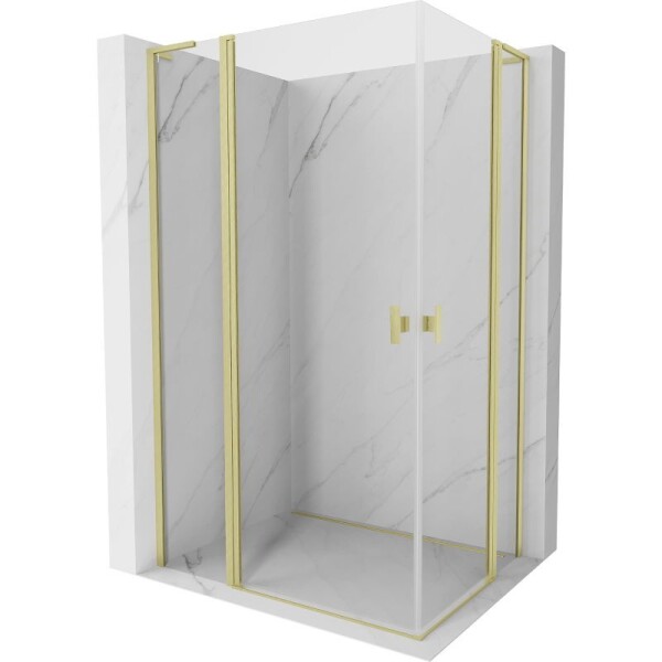 MEXEN/S - Mist L Duo sprchový kout dveře křídlové 120 x 105, transparent, zlato kartáčovaná 8A4L-120-105-55-00