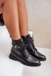 Kožené Boty Na Ploché Podešvi S Dekorací Ocieplane Maciejka N3115-01 Černé 38