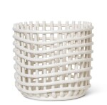 Ferm LIVING Keramický koš Off White Large, bílá barva, keramika