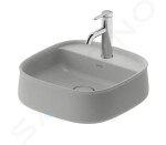 DURAVIT - Zencha Umyvadlo na desku 420x420 mm, bez přepadu, otvor pro baterii, DuraCeram, WonderGliss, matná šedá 23744267711