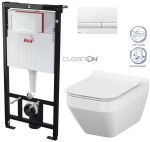 ALCADRAIN Sádromodul - předstěnový instalační systém s bílým tlačítkem M1710 + WC CERSANIT CLEANON CREA čtverec + SEDÁTKO AM101/1120 M1710 CR2