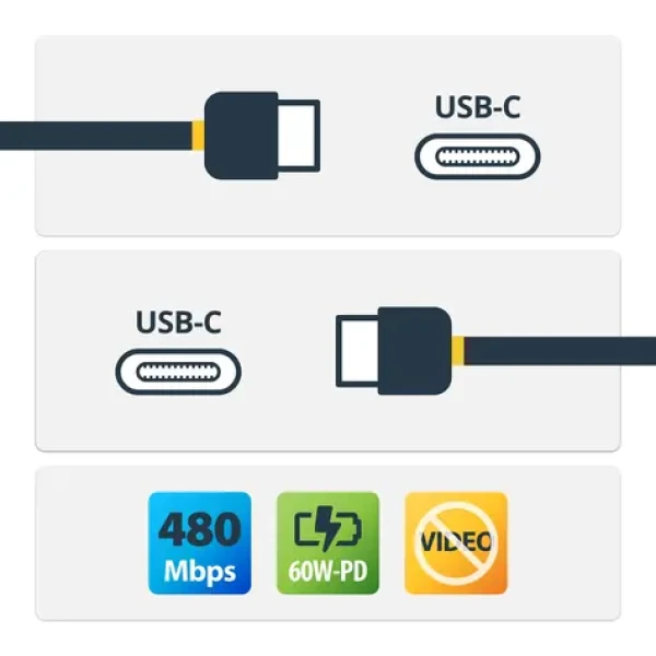 StarTech nabíjecí kabel USB-C - USB-C černá / Nabíjecí kabel / 60W PD / USB 2.0 / 1 m (USB2CC1MNC)