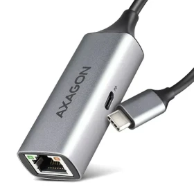 AXAGON ADE-TXPD, USB-C 3.2 Gen 1 - Gigabit Ethernet síťová karta, Asix AX88179, PD 100W, auto instal šedá (ADE-TXPD)