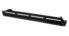 DATACOM Patch panel 24x DUAL černý / RJ-45 / CAT5E / UTP / 1U / 19" / vyvázání (3002)