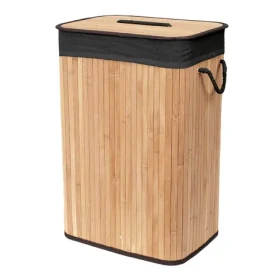 COMPACTOR Koš na prádlo Bamboo - obdélníkový černá / 90 L / 45 x 35 x v60 cm / bambus