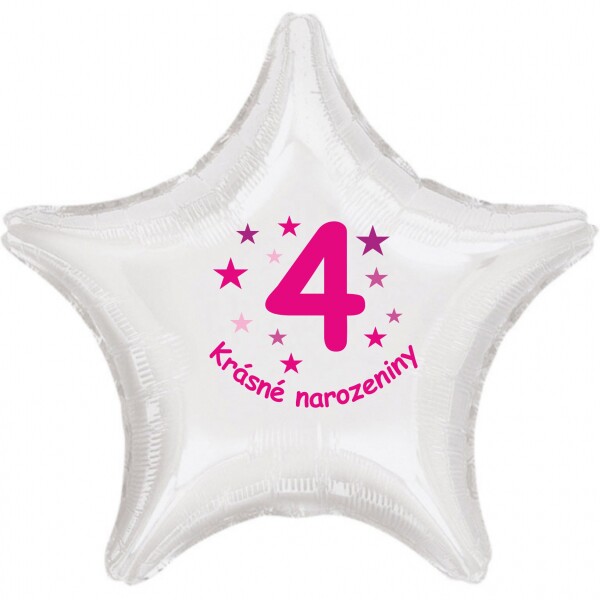 Krásné 4. narozeniny fóliový balónek hvězda pro holky Balonky.cz Krásné 4. narozeniny fóliový balónek hvězda pro holky Balonky.cz