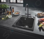 GROHE - Dřezy Kompozitní dřez K700 s automatickým odtokem, 400x500 mm, granitová černá 31650AP0